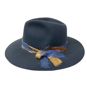 Lovely Bird Montana grey blue fedora wool hat sz M